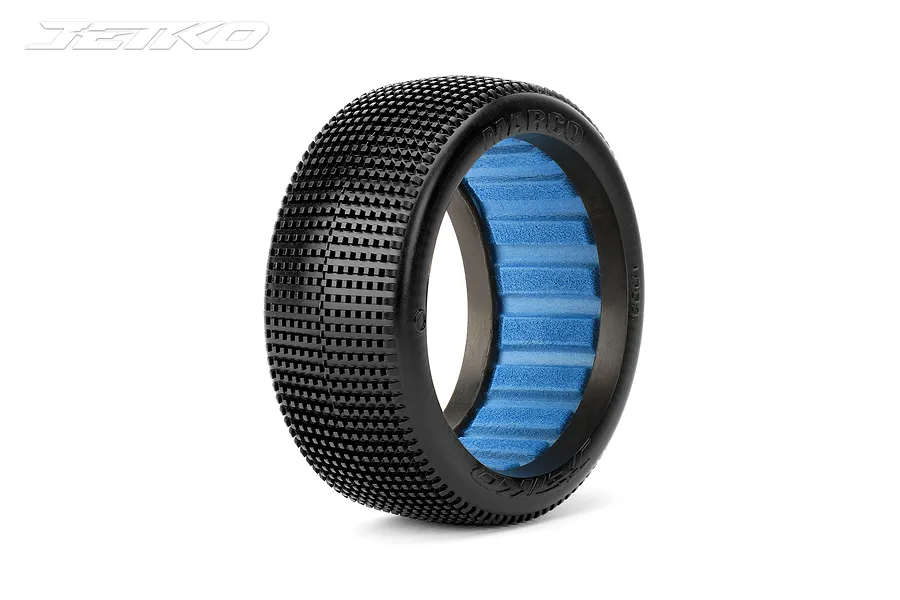 Jetko 1/8 Marco Super Soft Tyres on White Dish Rims - Glued Wheels 2Pcs image 3