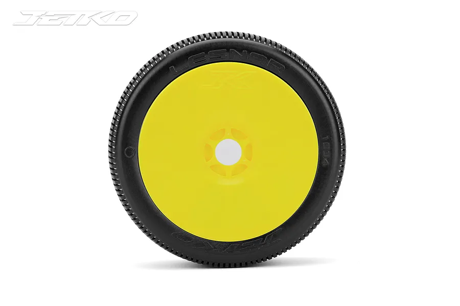 Jetko 1/8 Lesnar Ultra Soft Tyres on Yellow Dish Rims - Glued Wheels 2Pcs image 2