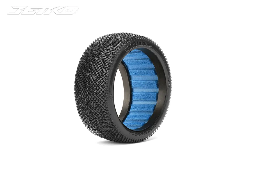 Jetko 1/8 Red Devil Super Soft Tyres on Black Dish Rims - Glued Wheels 2Pcs image 3