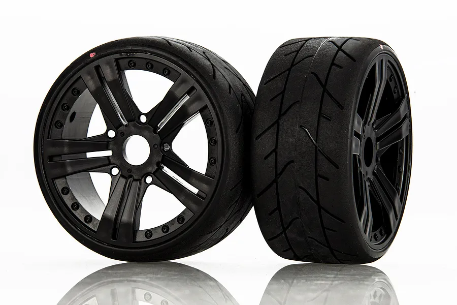 Jetko 1/8 Vertex Ultra Soft Belted Tyres on Claw Black Rims - Glued Wheels 2Pcs image 77574