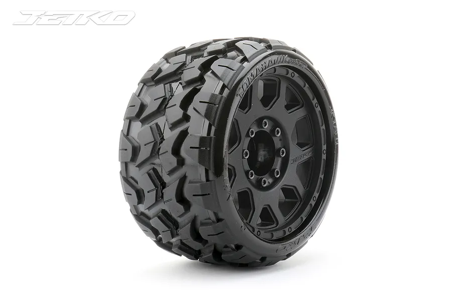 Jetko 3.6&amp;quot; Tomahawk SGT Medium Soft Belted Tyres on (1/2&amp;quot; Off Set) Black Claw Rims - Glued Wheels 2Pcs image 77582