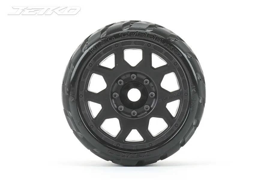 Jetko 3.6&amp;quot; King Cobra SGT Medium Soft Belted Tyres on (1/2&amp;quot; Off Set) Black Claw Rims - Glued Wheels 2Pcs image 77606
