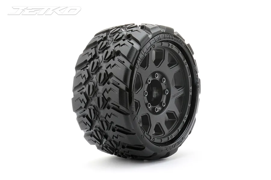 Jetko 3.6&amp;quot; King Cobra SGT Medium Soft Belted Tyres on Black Claw Rims - Glued Wheels 2Pcs image 77609
