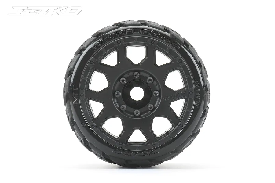 A single Jetko Rockform SGT belted RC tyre mounted on a black Claw rim, viewed from the front against a white background.