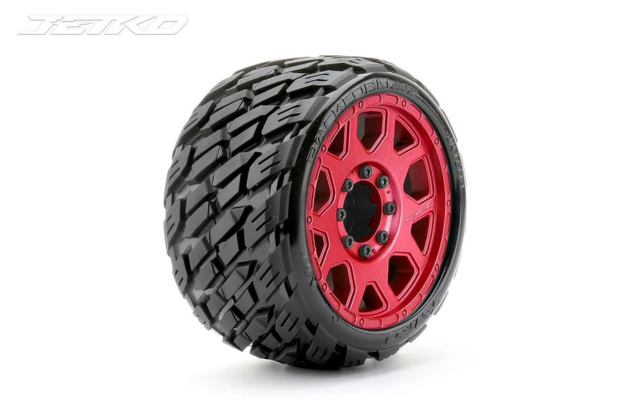 Jetko 3.6&amp;quot; Rockform SGT Medium Soft Belted Tyres on Metal Red Claw Rims - Glued Wheels 2Pcs image 77646