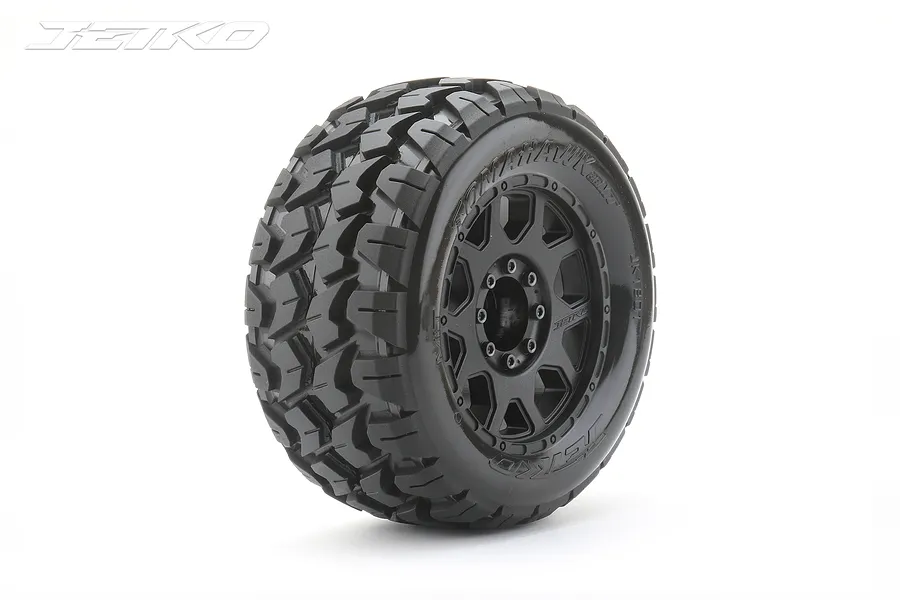Jetko 3.6&amp;quot; Tomahawk MT Medium Soft Belted Tyres on (1/2&amp;quot; Off Set) Black Claw Rims - Glued Wheels 2Pcs image 77651