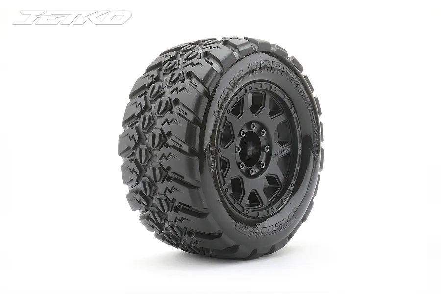 Jetko 3.6&amp;quot; King Cobra MT Medium Soft Belted Tyres on (1/2&amp;quot; Off Set) Black Claw Rims - Glued Wheels 2Pcs image 77671