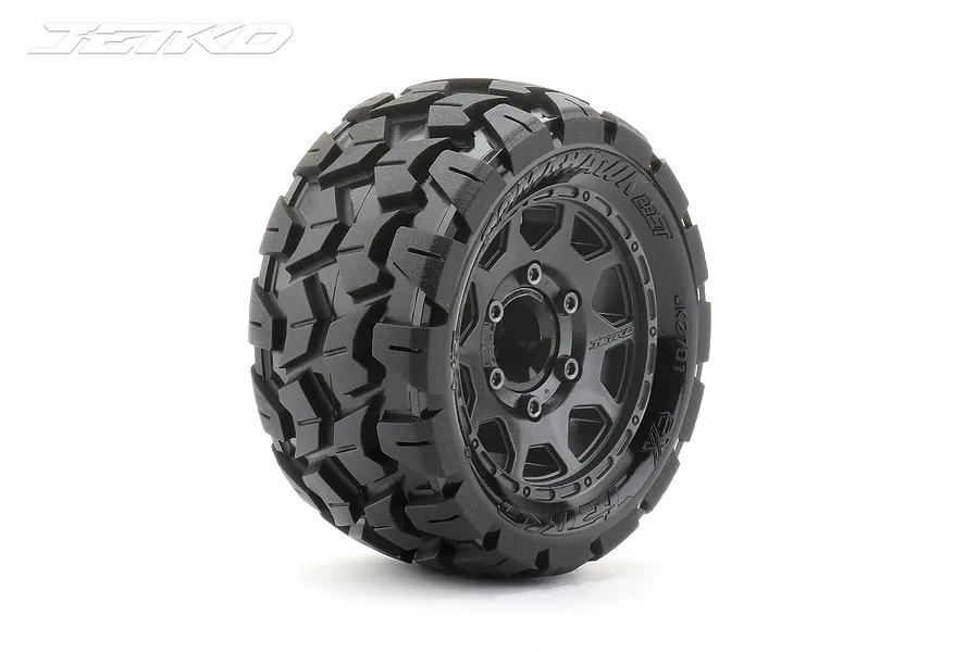 Jetko 2.8&amp;quot; Tomahawk ST Medium Soft Tyres on Black Claw Rims - Glued Wheels 2Pcs image 77745