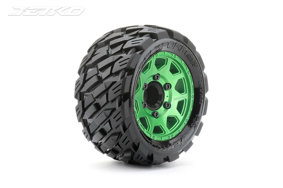 Jetko 2.8&amp;quot; Rockform ST Medium Soft Tyres on Metal Green Claw Rims - Glued Wheels 2Pcs image 77810