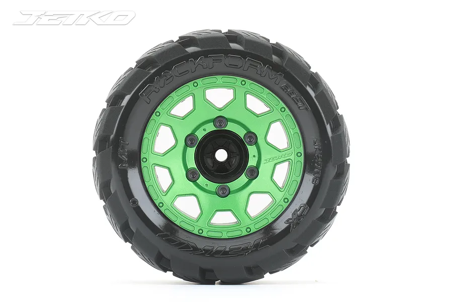 Jetko 2.8&amp;quot; Rockform ST Medium Soft Tyres on Metal Green Claw Rims - Glued Wheels 2Pcs image 2
