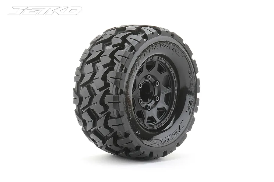 Jetko 2.8&amp;quot; Tomahawk MT Medium Soft Tyres on (1/2&amp;quot; Off Set) Black Claw Rims - Glued Wheels 2Pcs image 77825