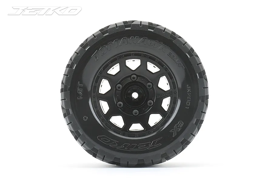 Jetko 2.8&amp;quot; Tomahawk MT Medium Soft Tyres on (1/2&amp;quot; Off Set) Black Claw Rims - Glued Wheels 2Pcs image 77826
