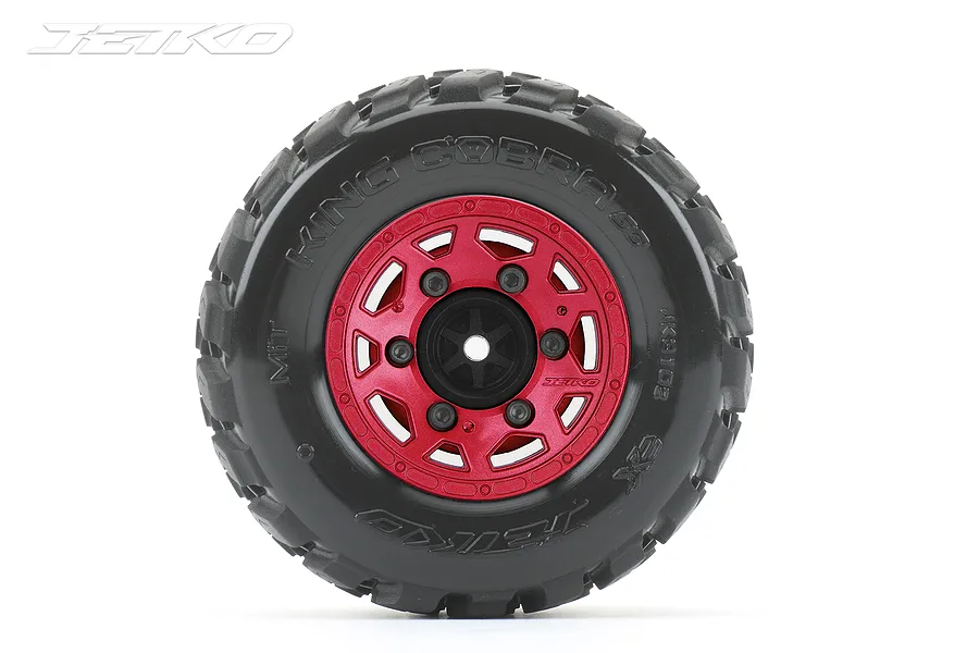 Jetko 2.9&amp;quot; King Cobra SC Medium Soft Tyres on Metal Red Claw Rims - Glued Wheels 2Pcs image 77949