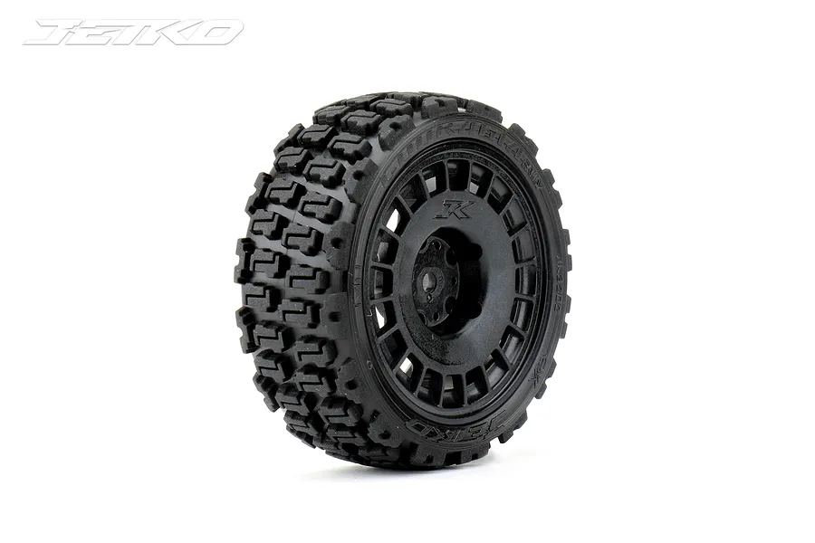 Jetko 1.9&amp;quot; Couragia Super Soft Rally Tyres on Black Radia Rims - Glued Wheels 4Pcs image 77978