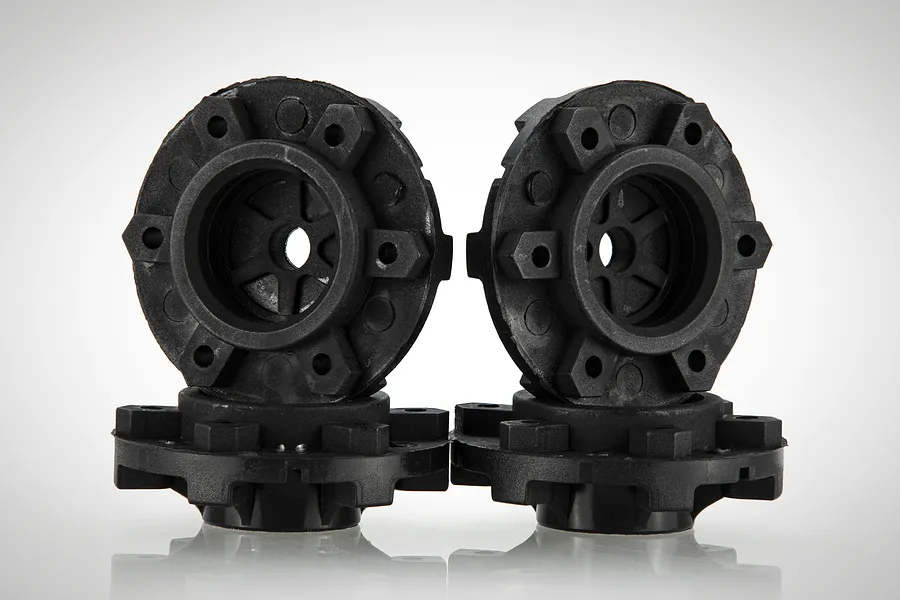 Two black Jetko 12mm narrow EX SC wheel connectors shown from front and side angles against a white background.
