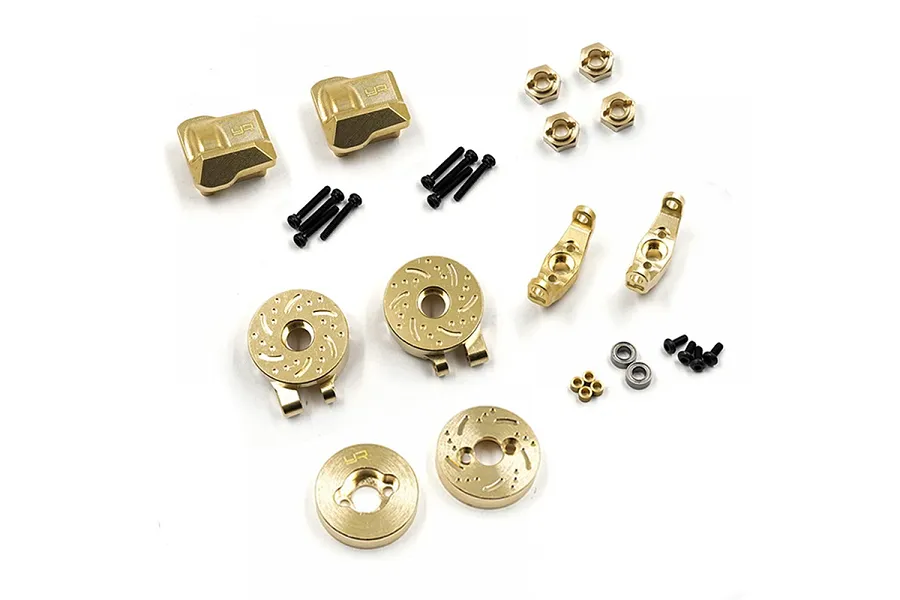 Yeah Racing Brass Hubs, Wheel Hexes &amp;amp; Diff Cover Upgrade Set image 78197