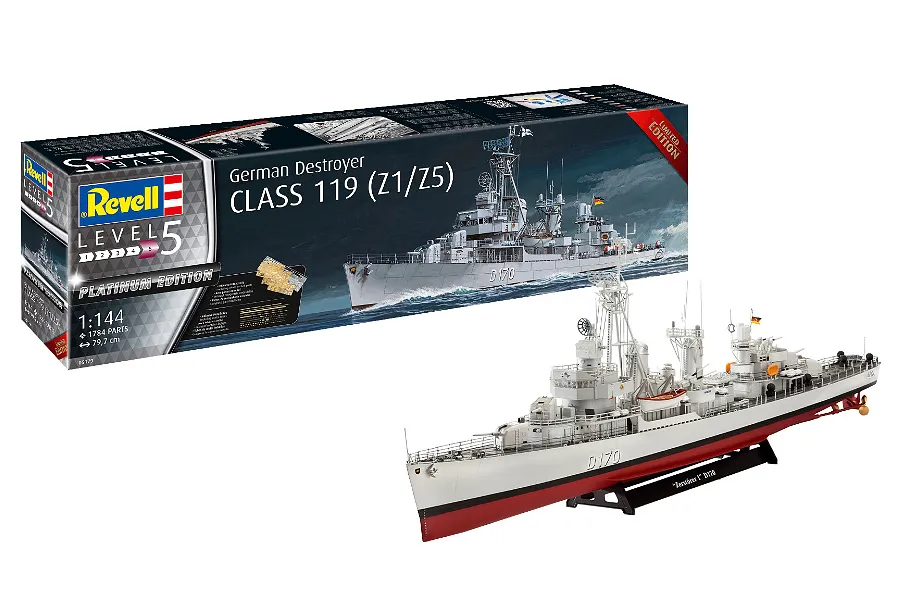 Revell 1/144 German Destroyer Class 119 (Z1 / Z5) Scaled Plastic Model Kit image 78342