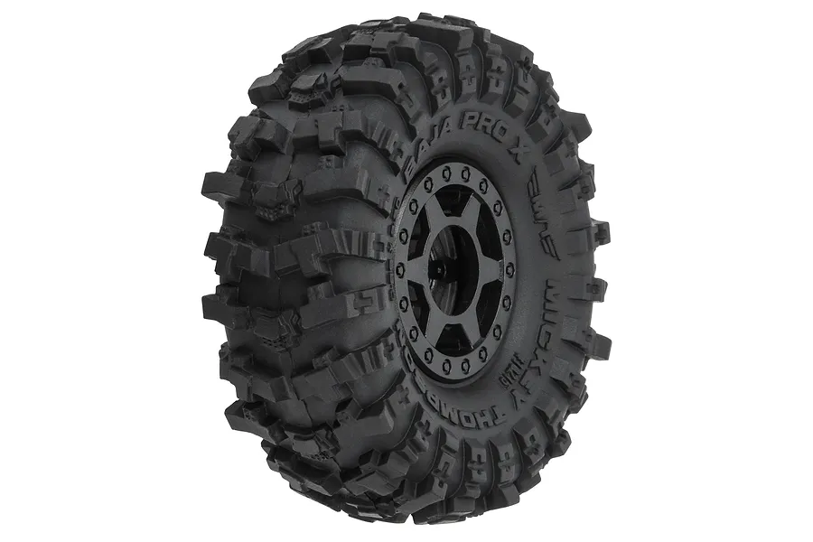 Pro-Line 1.0&amp;quot; Mickey Thompson Baja Pro X Tyres on (+2mm Off Set) Black Mini Holcomb Rims - Beadlocked Wheels Set image 78816