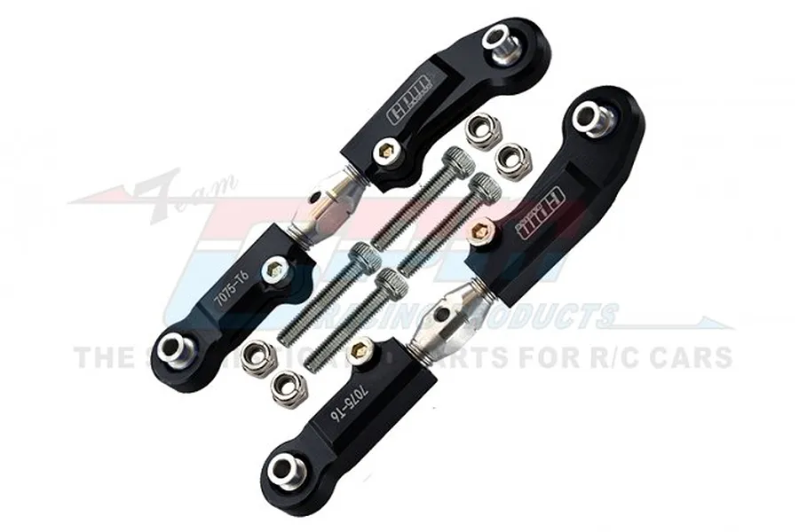 GPM Black Aluminium &amp;amp; Stainless Steel Adjustable Front Steering Links 2Pcs image 78914