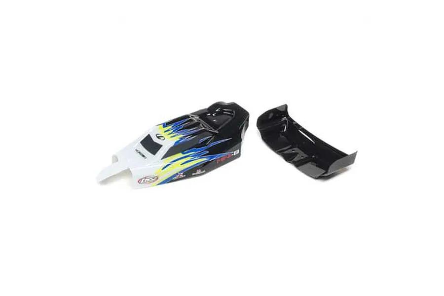 Losi Mini-B Painted Body Shell w/ Wing - Black/White image 79206