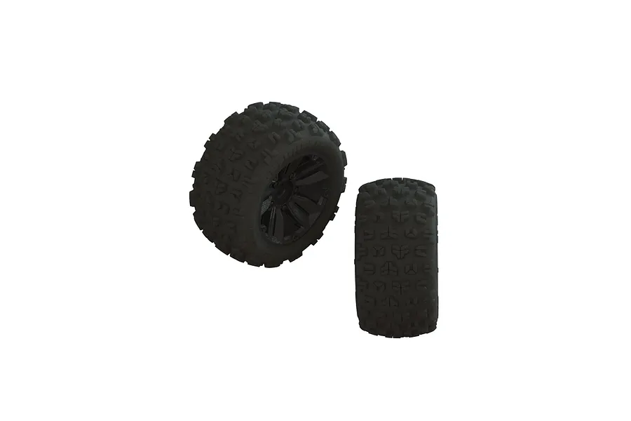 ARRMA 3.8&amp;quot; dBoots Copperhead2 LP Tyres On Black Rims - Glued Wheels 2Pcs image 79210