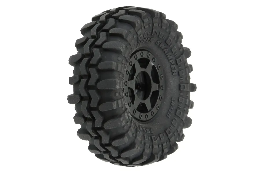 Pro-Line 1.0&amp;quot; Super Swamper Tyres On Black Holcomb Rims Beadlocked Wheel Set image 79212