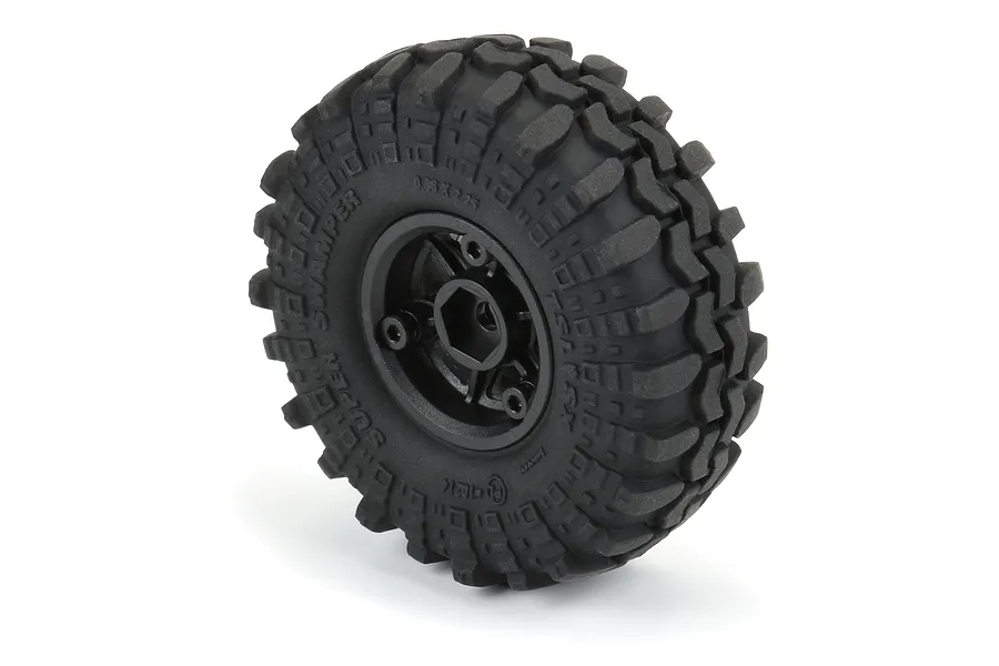 Pro-Line 1.0&amp;quot; Super Swamper Tyres On Black Holcomb Rims Beadlocked Wheel Set image 79214