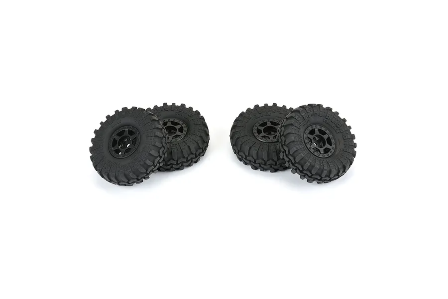 Pro-Line 1.0&amp;quot; Super Swamper Tyres On Black Holcomb Rims Beadlocked Wheel Set image 79215