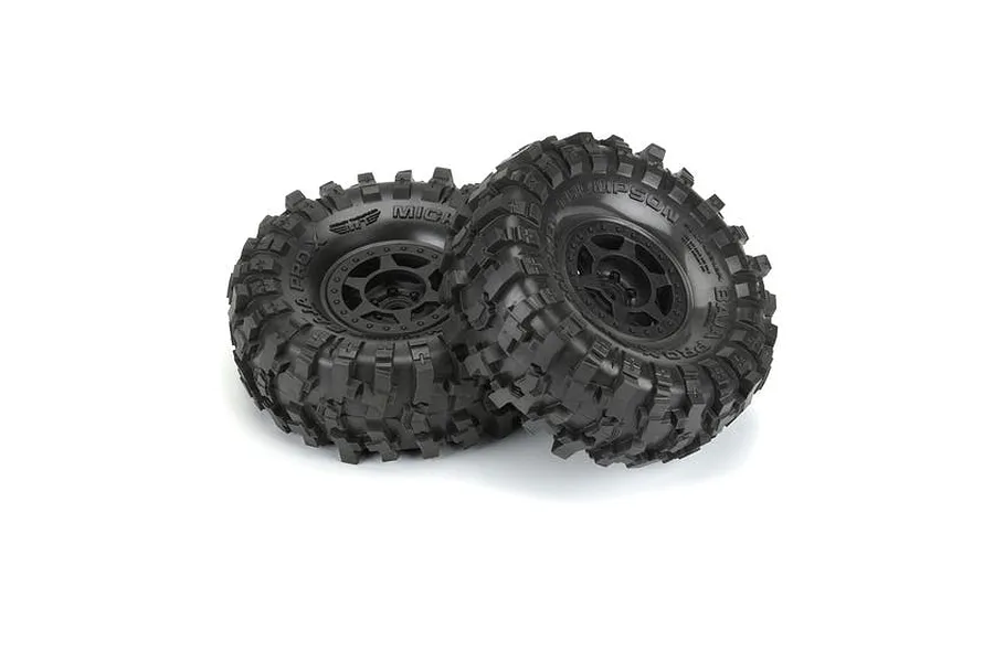 Pro-Line 1.9&amp;quot; Mickey Thompson Baja Pro X G8 Tyres on Black Holcomb Rims - Beadlocked Wheels 2Pcs image 79256