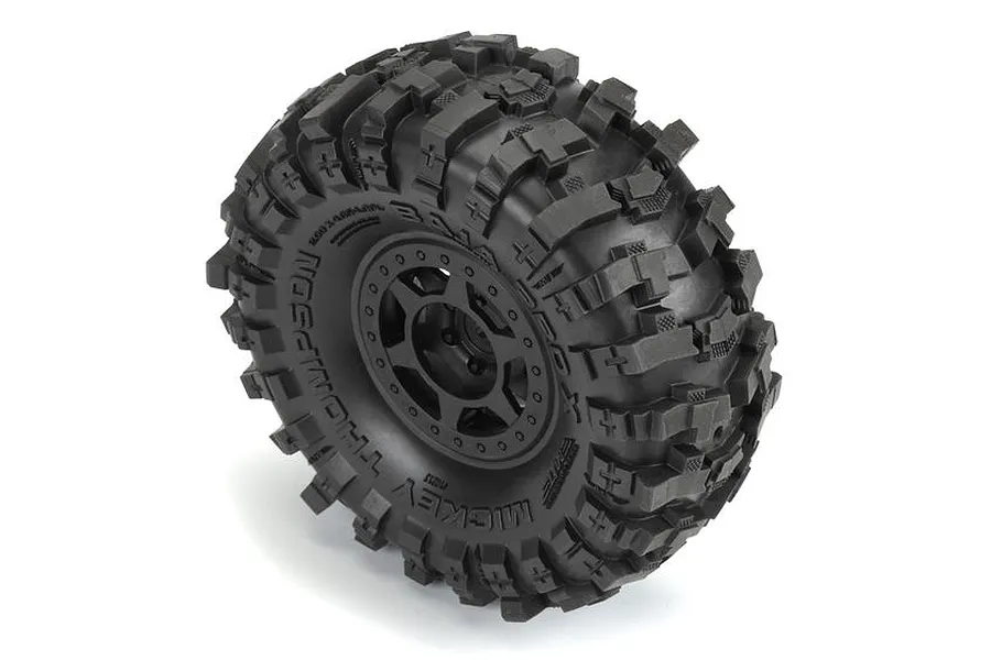 Pro-Line 1.9&amp;quot; Mickey Thompson Baja Pro X G8 Tyres on Black Holcomb Rims - Beadlocked Wheels 2Pcs image 79257