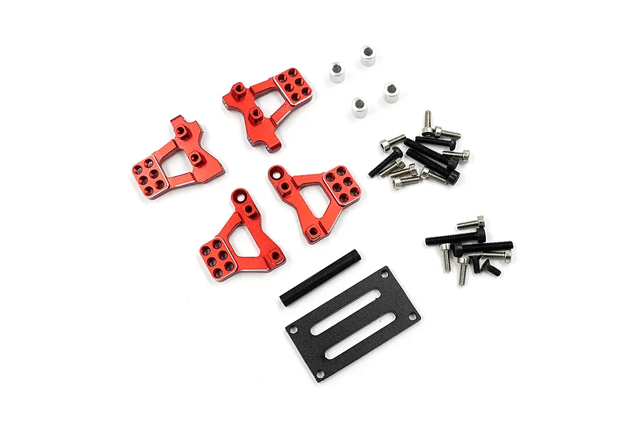 Yeah Racing Red Aluminium Front &amp;amp; Rear Shock Tower Set image 79277