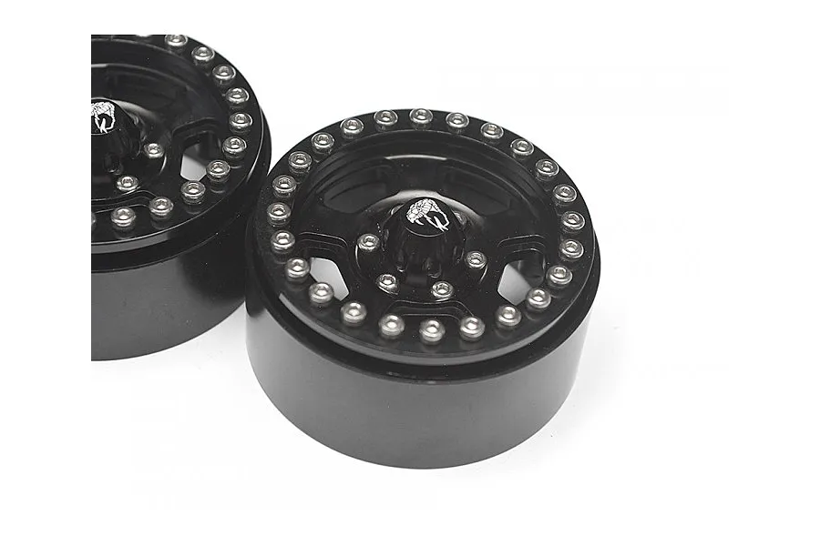 Boom Racing Black Aluminium 1.9&amp;quot; Golem Krait Beadlock Rims w/ 8mm Wideners 4pcs image 79388