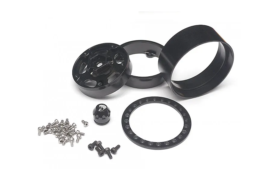 Boom Racing Black Aluminium 1.9&amp;quot; Golem Krait Beadlock Rims w/ 8mm Wideners 4pcs image 79389