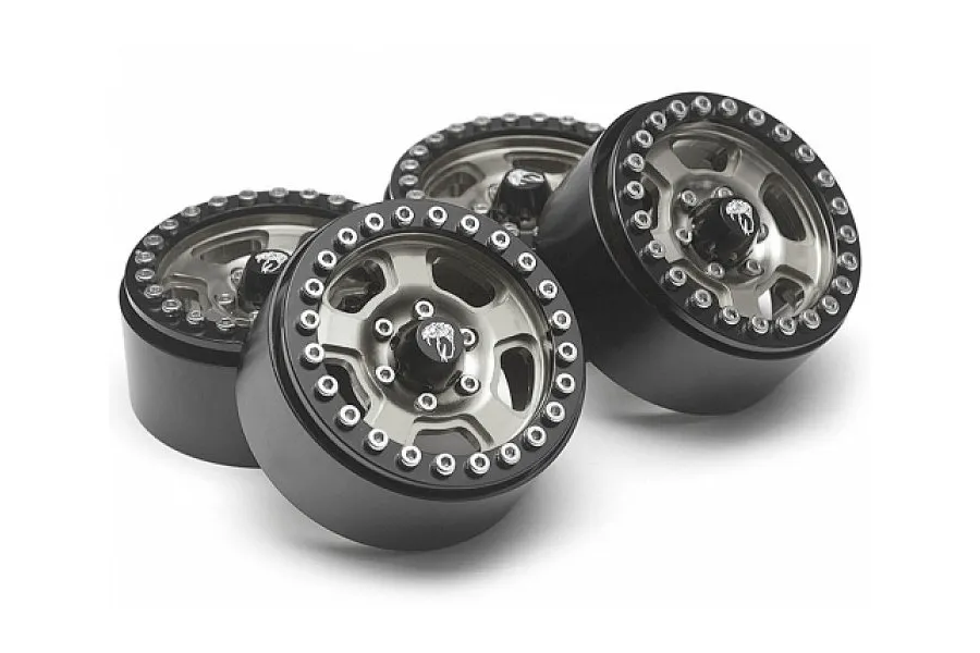 Boom Racing Gunmetal Aluminium 1.9 Golem Krait Beadlock Rims w/ 8mm Wideners-4pcs image 79400