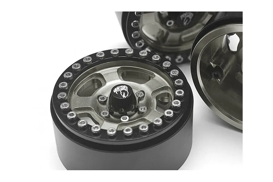 Boom Racing Gunmetal Aluminium 1.9 Golem Krait Beadlock Rims w/ 8mm Wideners-4pcs image 79404
