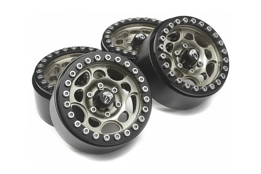 Boom Racing Gunmetal Aluminium 1.9 Sandstorm Krait Beadlock Rims w/ 8mm Wideners 4pcs image 79412