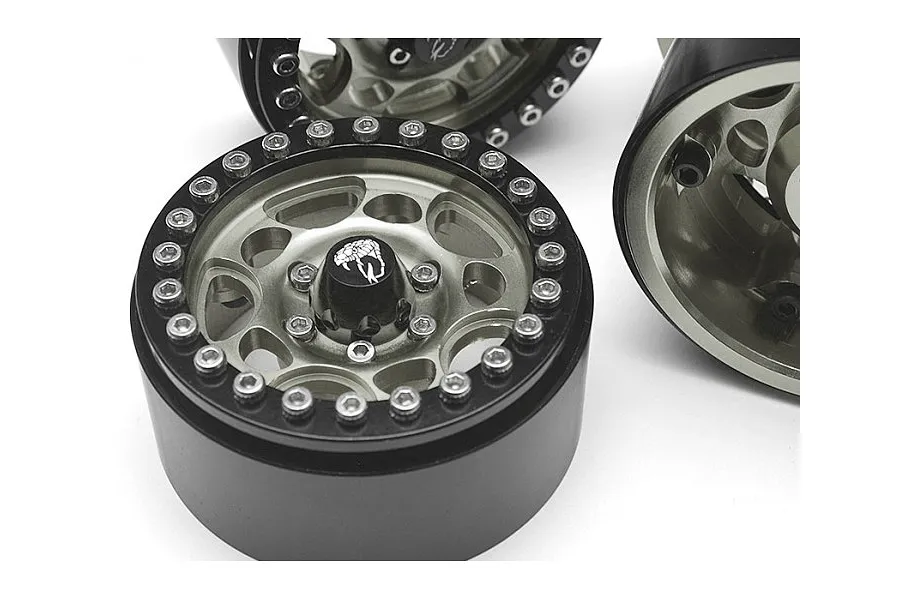 Boom Racing Gunmetal Aluminium 1.9 Sandstorm Krait Beadlock Rims w/ 8mm Wideners 4pcs image 79413