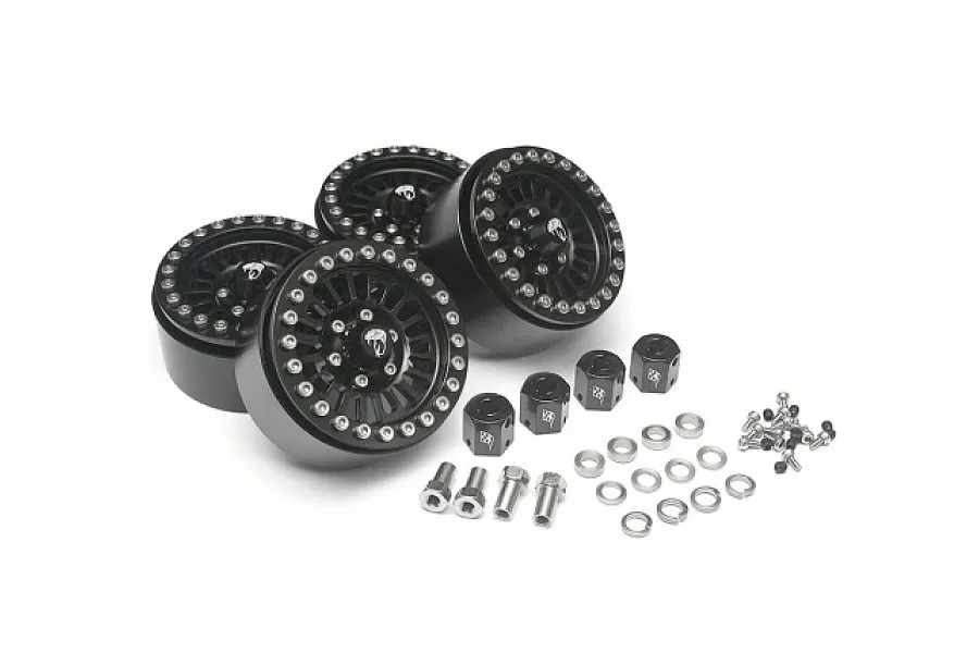 Boom Racing Black Aluminium 1.9 Venomous Krait Beadlock Rims w/ 8mm Wideners 4pcs image 79427