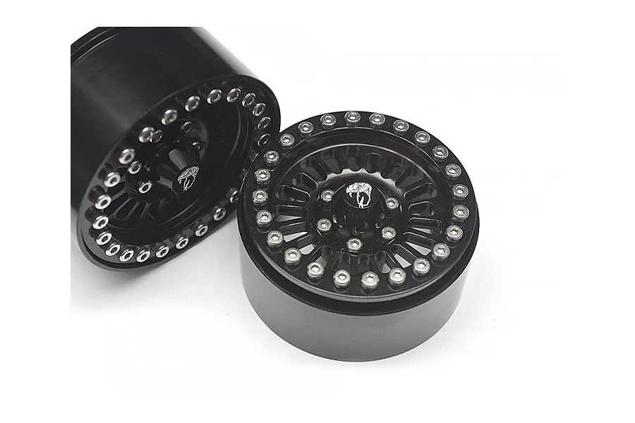 Boom Racing Black Aluminium 1.9 Venomous Krait Beadlock Rims w/ 8mm Wideners 4pcs image 79428