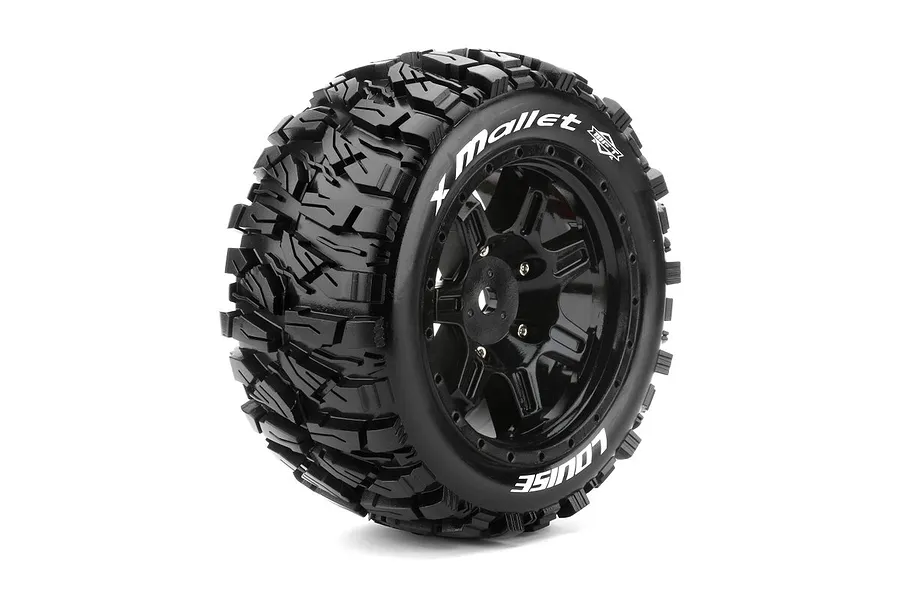 Louise 5.5&amp;quot; X-Mallet Tyres on Black Spoked Rims - Glued Wheels 2Pcs image 79538