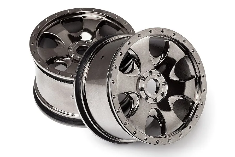 HPI 3.3&amp;quot; Savage Warlock Black Chrome Rims 2Pcs image 7960