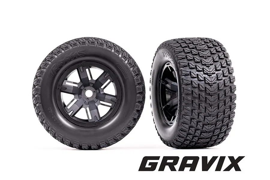 Traxxas 4.0&amp;quot; Gravix Tyres on Black X-Maxx Rims - Glued Wheels 2Pcs image 79700