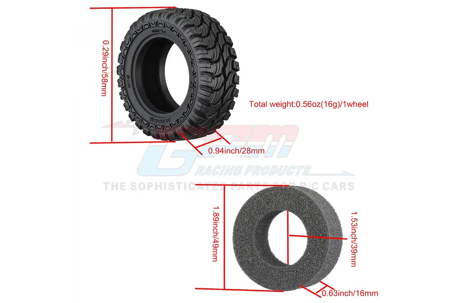 GPM 1.3&amp;quot; High Grip Crawler Tyres 4Pcs image 2