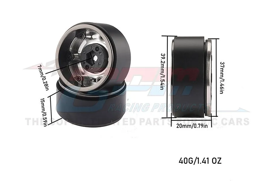 GPM 1.3&amp;quot; Black Aluminium Beadlock Rims 2Pcs w/ Wheel Hexes image 79730