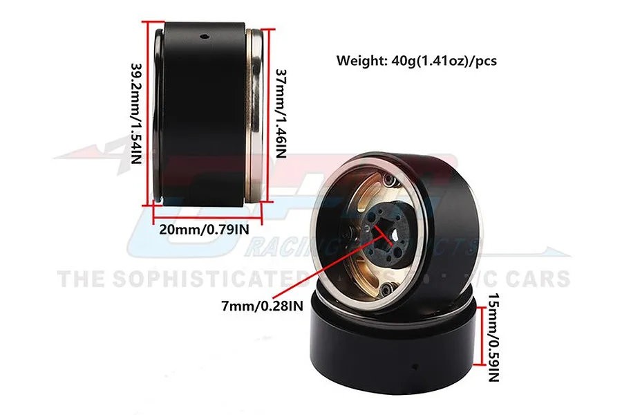 GPM 1.3&amp;quot; Black Aluminium Beadlock Rims 2Pcs image 79738