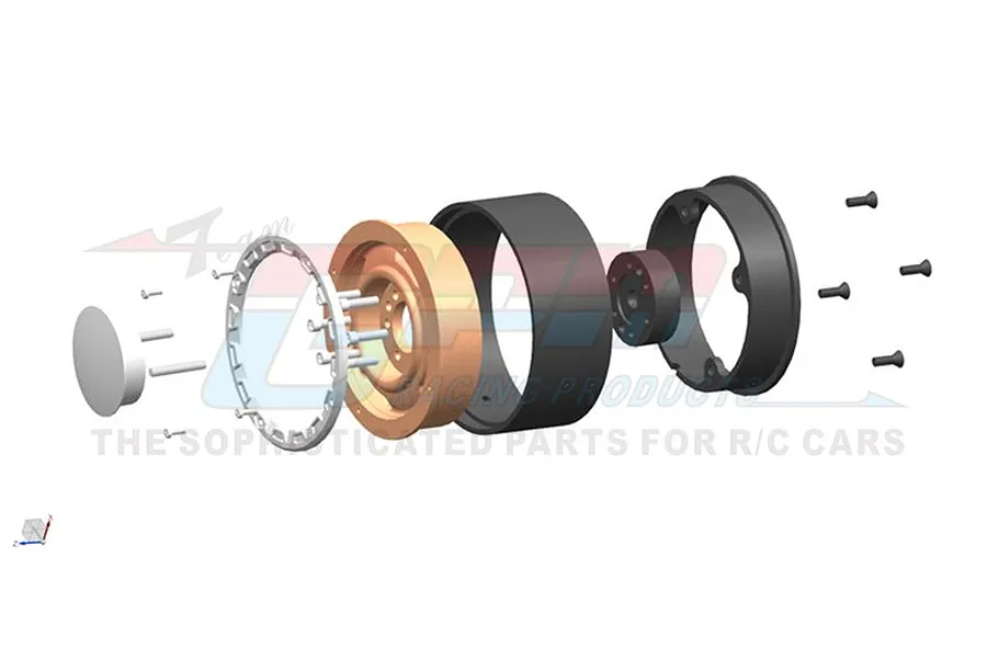 GPM 1.3&amp;quot; Black Aluminium Beadlock Rims 2Pcs image 79740