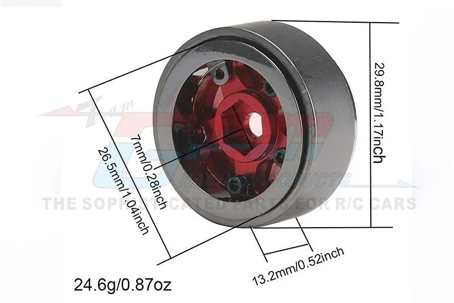 GPM 1.0&amp;quot; Black Aluminium 6 Star Beadlocked Rims 4Pcs image 79766