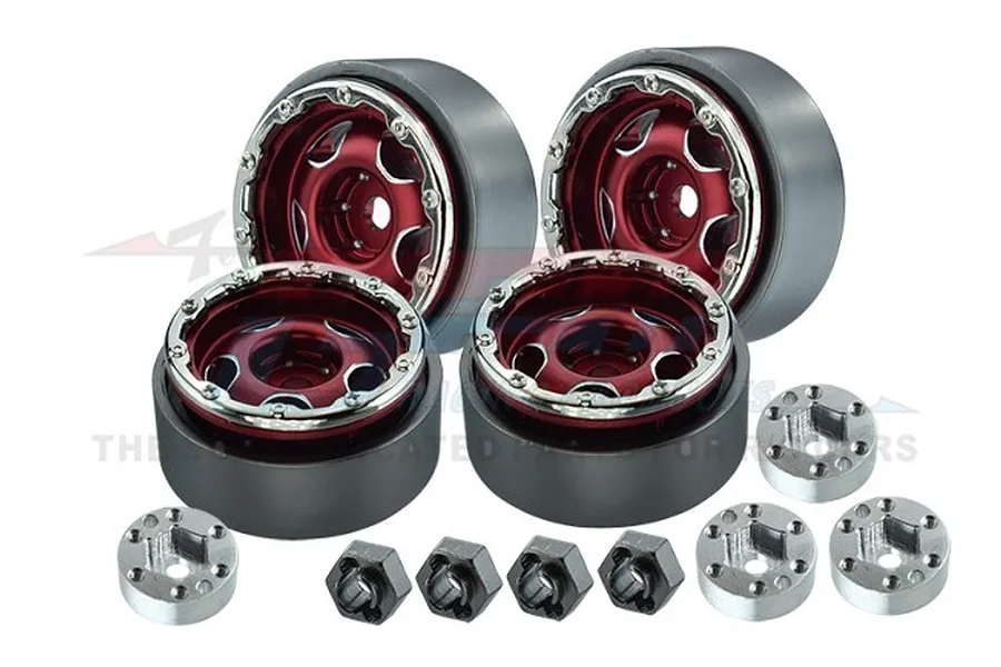 GPM 1.0&amp;quot; Red Aluminium 6 Star Beadlocked Rims 4Pcs image 79767