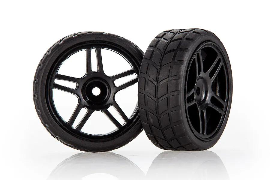 HSP 1.9&amp;quot; On Road Rubber Tyres on Black Spoke Rims - Wheels 2Pcs image 79857
