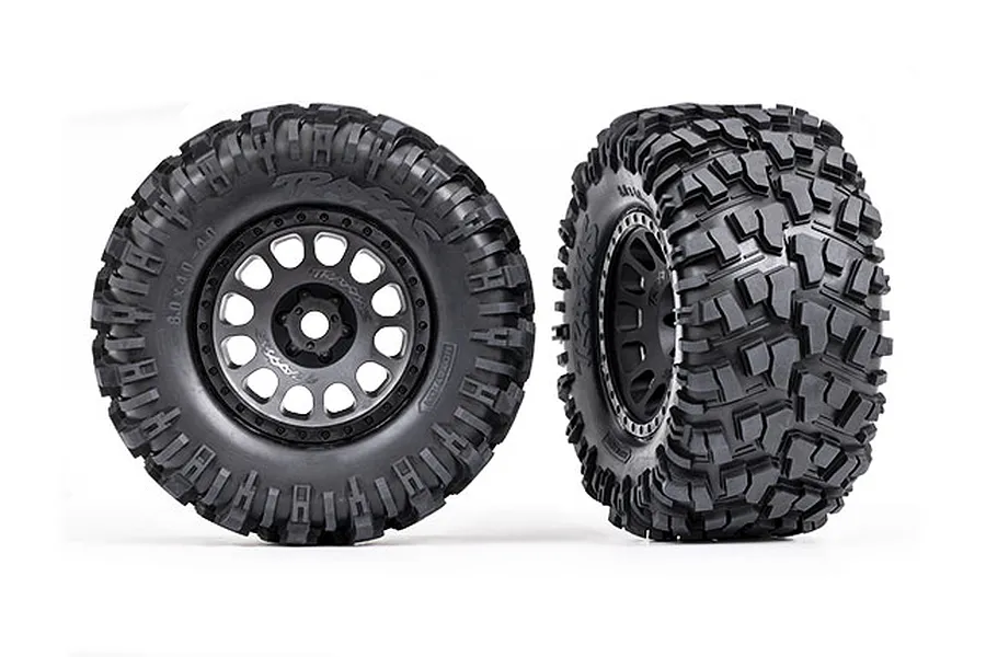 Traxxas 4.0/5.5&amp;quot; Maxx AT Tyres on Matte Black XRT Rims - Glued Wheels 2Pcs image 79874